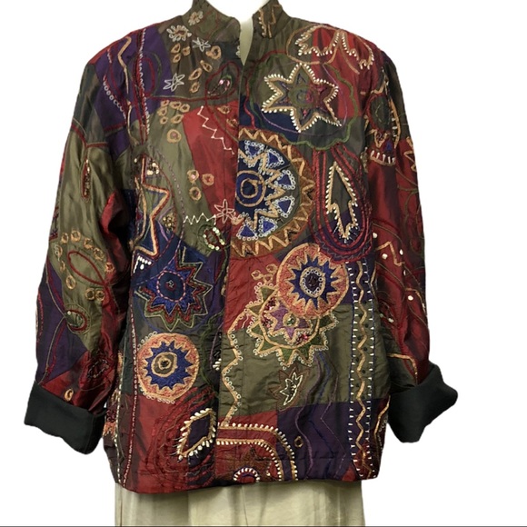 Chico's Jackets & Blazers - Size Large Chico’s Embellished Silk Blend Jacket
